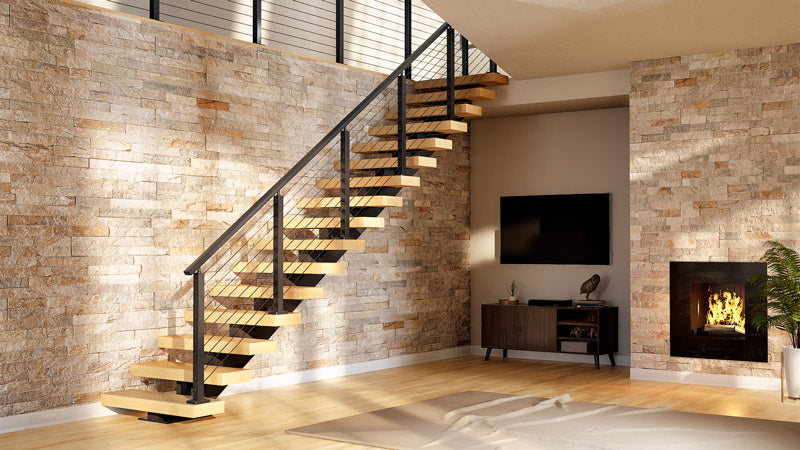 Log Floating Staircase Design Collaborate With Mutaza Design Services