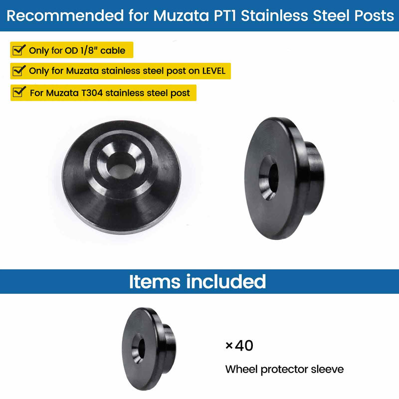 Load image into Gallery viewer, Muzata Black T316 Protector Sleeve  for Metal Post for 1/8&#39;&#39; Wire Rope CR72 - Muzata
