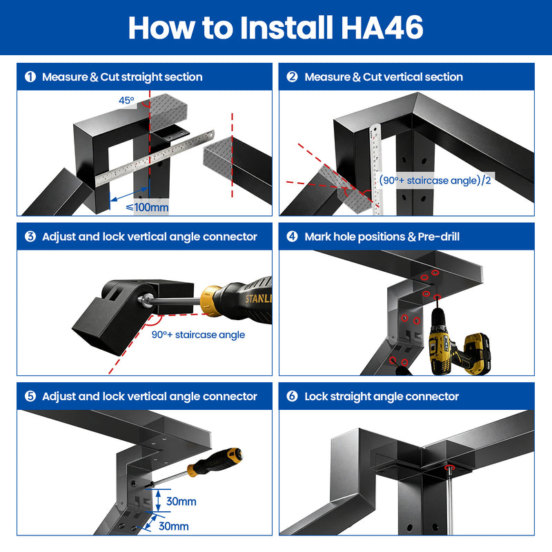 Load image into Gallery viewer, Muzata Black Stainless Steel Handrails Connector for Stair to Level HA46 BP4