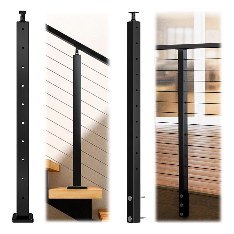 Load image into Gallery viewer, Muzata black stainless steel railing post for indoor and outdoor use