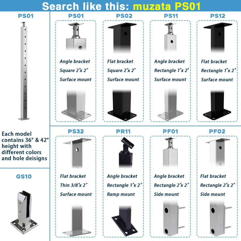 Load image into Gallery viewer, Muzata Brushed 36&quot; Stainless Steel Cable Railing Post

