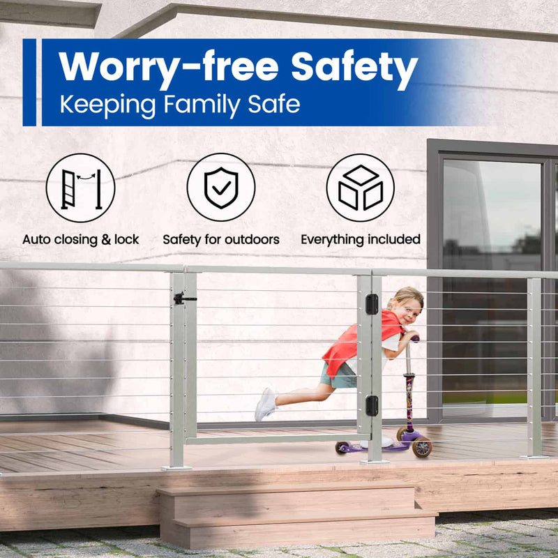 Load image into Gallery viewer, Muzata-DG01-LPA-brushed-aluminum-outdoor-deck-gate-features-1