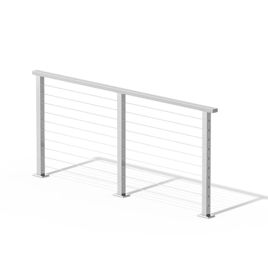 Muzata 36" Brushed Horizontal Surface Mount 6.5ft-19.5ft Complete Set Cable Railing System, One Stop Service All-in-One DIY Kit Fit