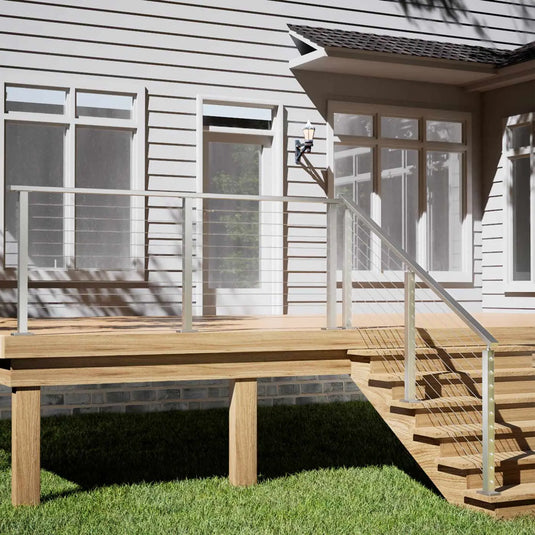 Muzata 36" Brushed Horizontal Surface Mount 6.5ft-19.5ft Complete Set Cable Railing System, One Stop Service All-in-One DIY Kit Fit