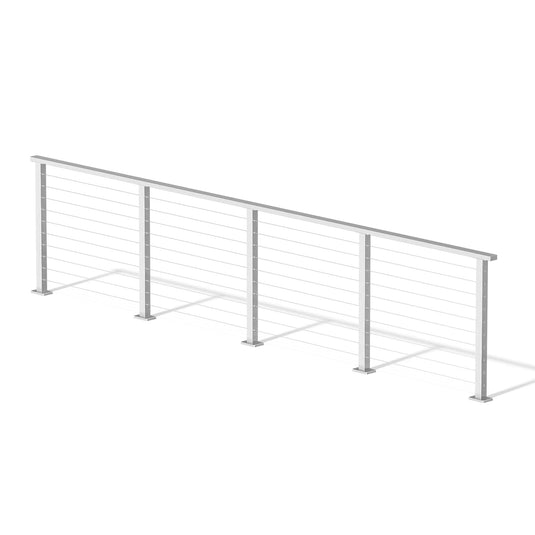 Muzata 36" Brushed Horizontal Surface Mount 6.5ft-19.5ft Complete Set Cable Railing System, One Stop Service All-in-One DIY Kit Fit