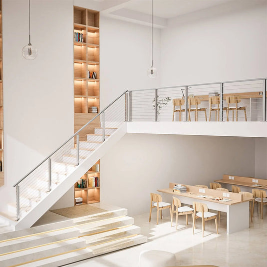 Muzata 36" Brushed Horizontal Surface Mount 6.5ft-19.5ft Complete Set Cable Railing System, One Stop Service All-in-One DIY Kit Fit