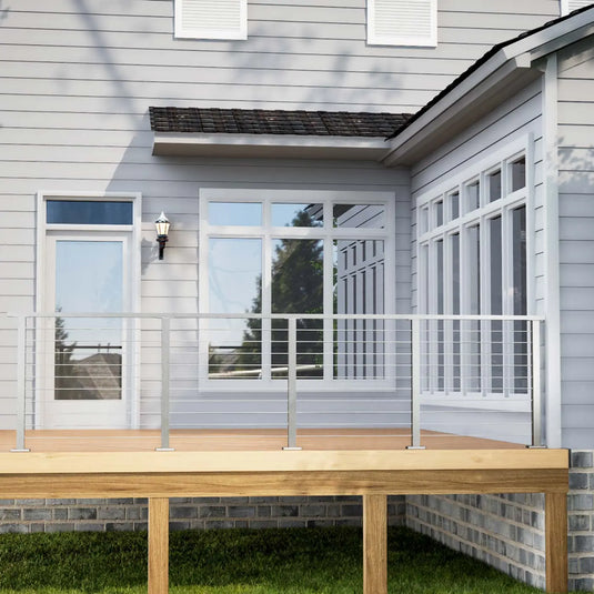 Muzata 36" Brushed Horizontal Surface Mount 6.5ft-19.5ft Complete Set Cable Railing System, One Stop Service All-in-One DIY Kit Fit