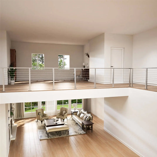 Muzata 36" Brushed Horizontal Surface Mount 6.5ft-19.5ft Complete Set Cable Railing System, One Stop Service All-in-One DIY Kit Fit