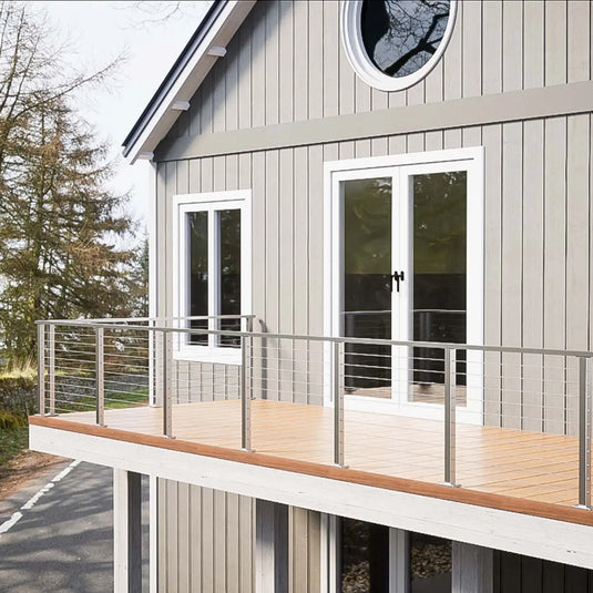 Muzata 36" Brushed Horizontal Surface Mount 6.5ft-19.5ft Complete Set Cable Railing System, One Stop Service All-in-One DIY Kit Fit