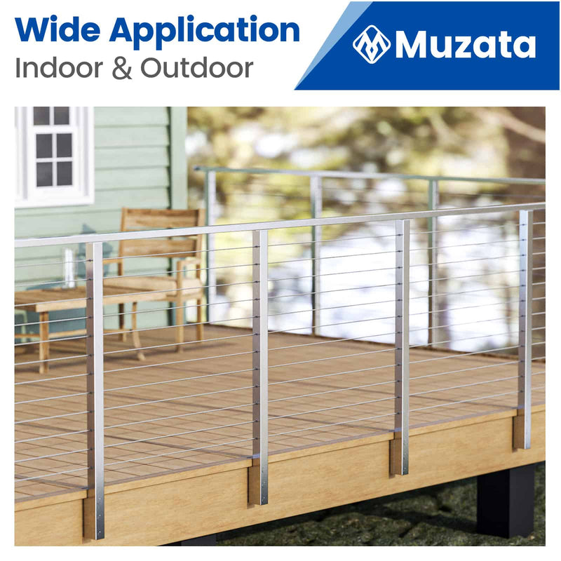 Load image into Gallery viewer, Muzata cable railing system installed on a wooden deck for indoor and outdoor use.
