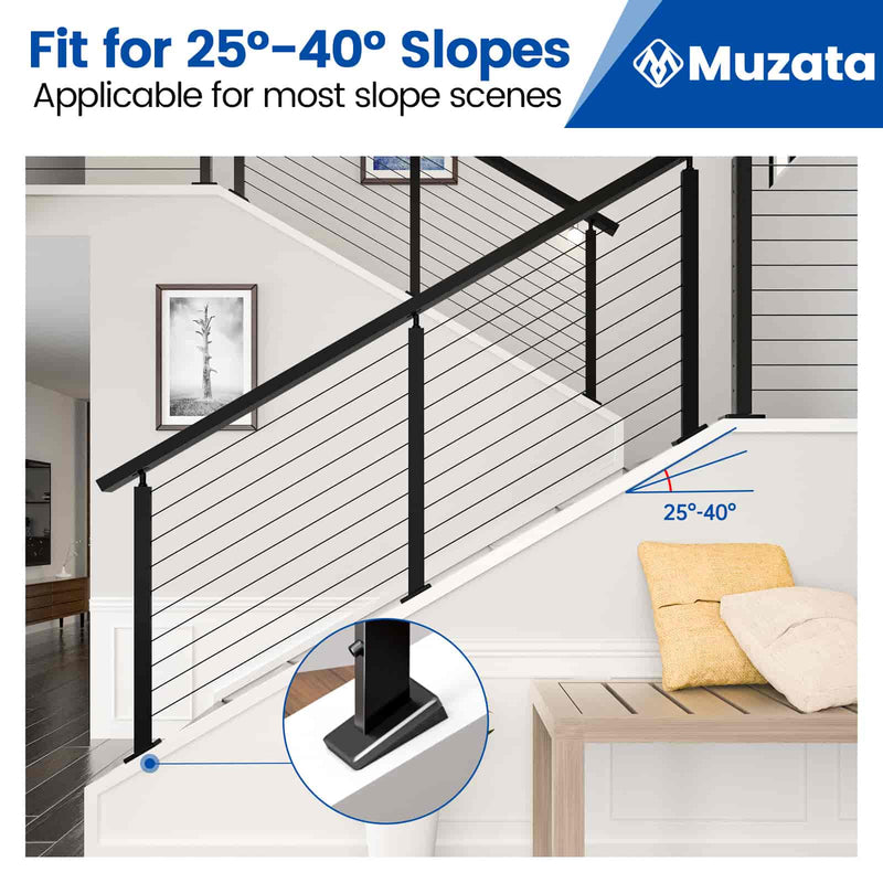 Load image into Gallery viewer, Muzata slope post for 25°-40° angles in cable railing installation