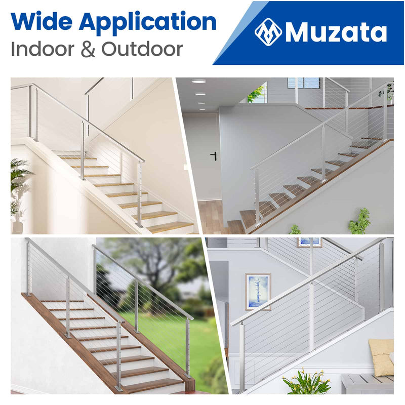 Load image into Gallery viewer, Muzata stainless steel slope post showcased in various indoor and outdoor settings.