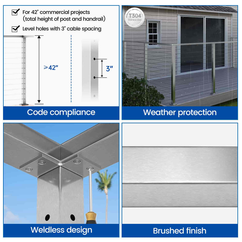 Load image into Gallery viewer, LG01010018-t-corner-brushed-post-features