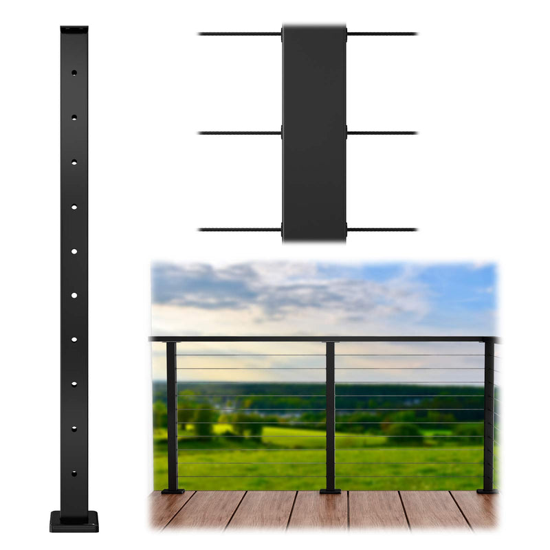 Load image into Gallery viewer, Onsemiter 36" Black Stainless Steel Top Mount Post, Level Drilled