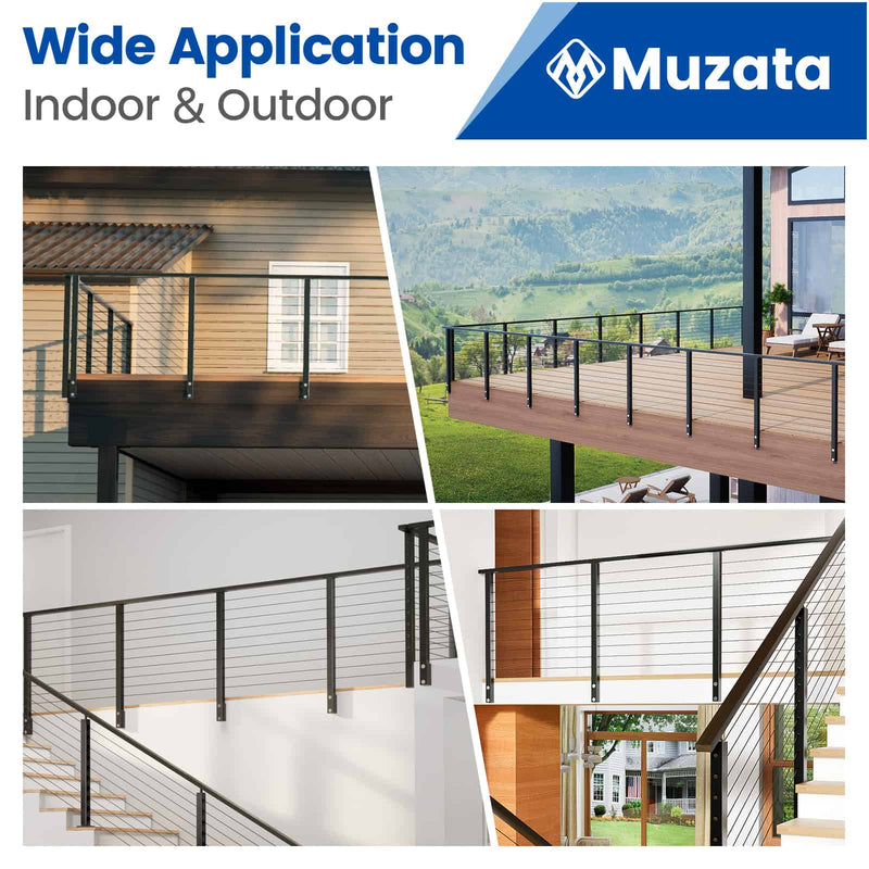 Load image into Gallery viewer, Versatile Muzata black side mount posts installed in indoor and outdoor spaces.