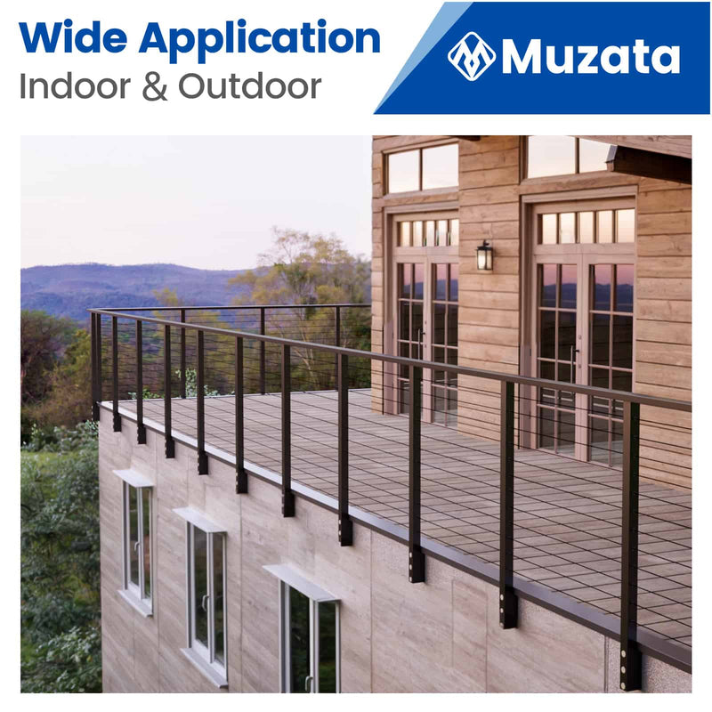 Load image into Gallery viewer, Muzata railing system on a modern balcony with scenic outdoor view