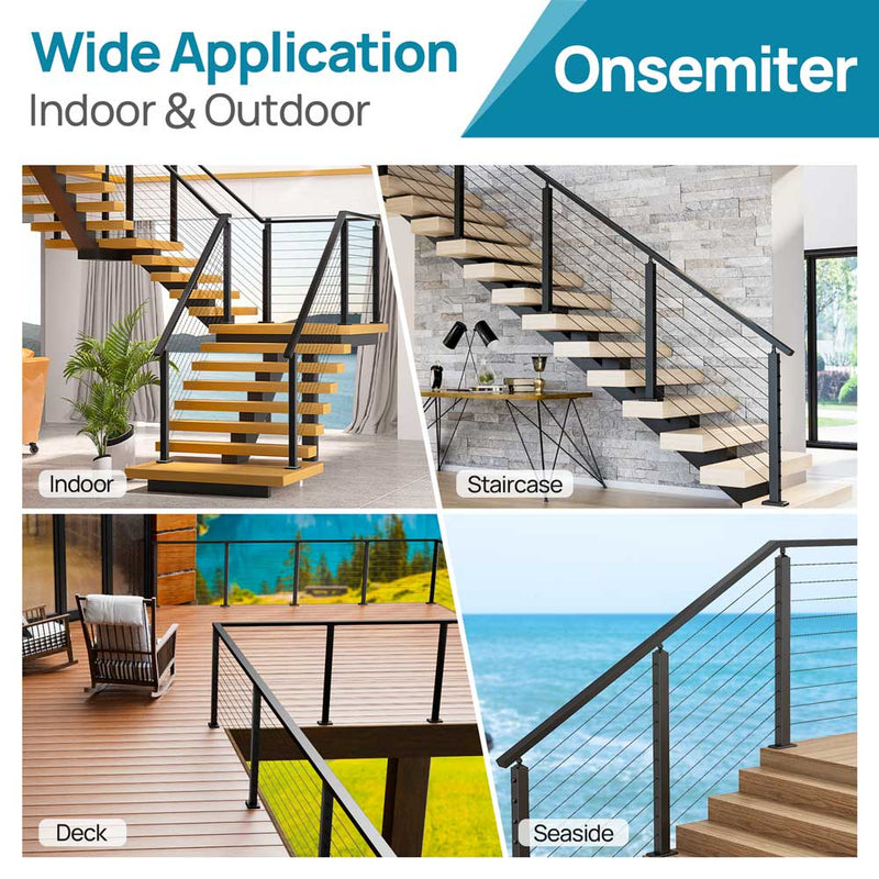 Load image into Gallery viewer, Onsemiter 6'6" Black Aluminum Flat Handrail