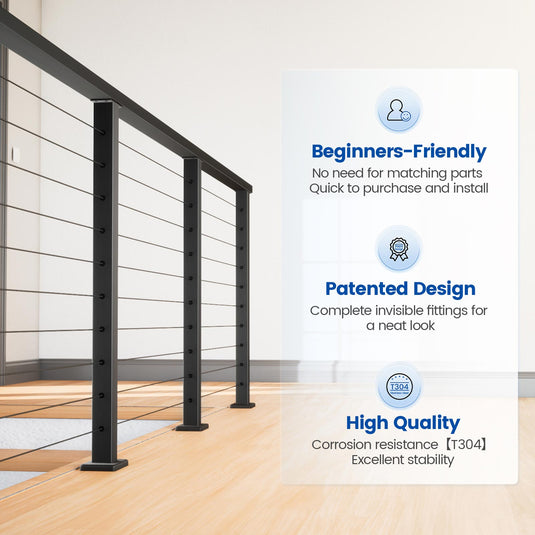 The advantage of Muzata 36" 19.5ft Black Surface Mount Cable Railing Kit