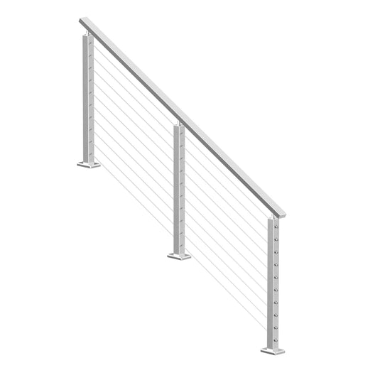 Muzata 36" 6.5ft Brushed Surface Mount Stair Cable Railing Kit