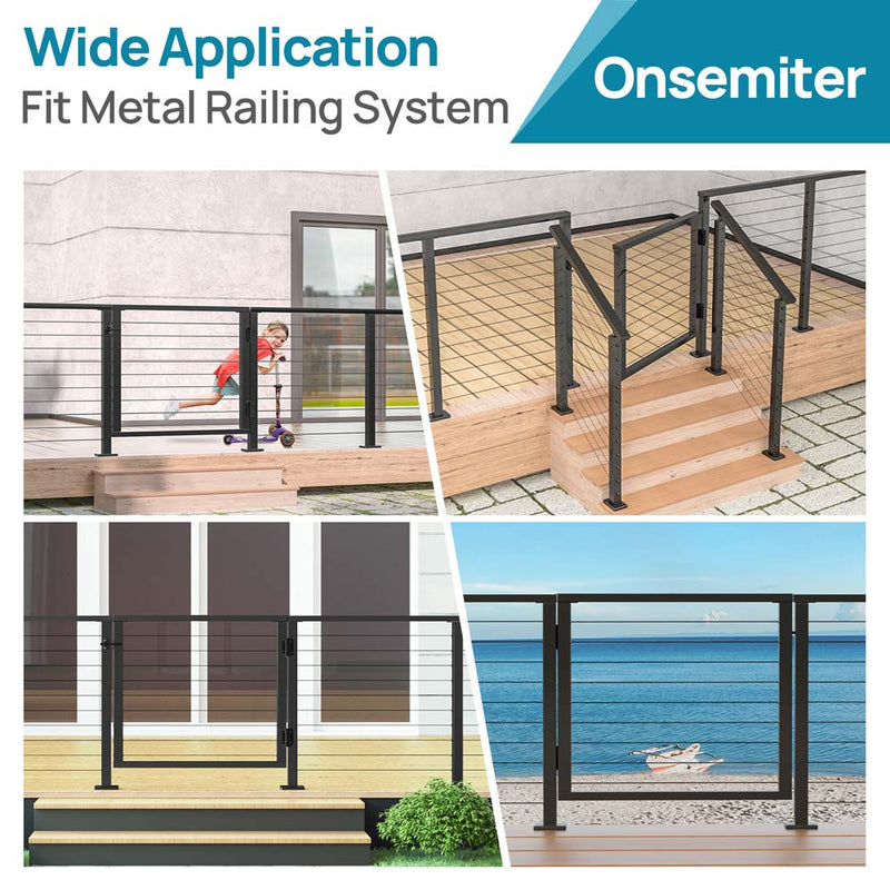 Load image into Gallery viewer, Onsemiter 36 1/32" L × 32 13/32" H Black Aluminum Outdoor Deck Gate, DG01 BPA