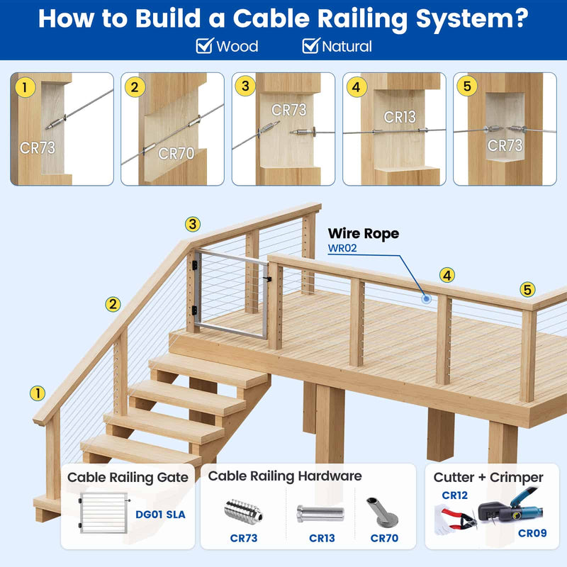 Load image into Gallery viewer, Muzata-brushed-cable-railing-system-with-deck-gate