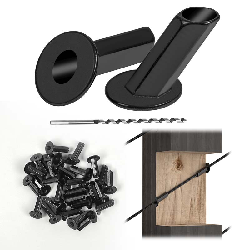 Muzata 20Pack Black Cable Railing Kit 1/8" Wheel Protective Protector Sleeves Washer Insert Plug For Wire Rope PT1 Metal Posts T316 Stainless Steel Deck Stair Balcony CR72, CP3: Building Materials