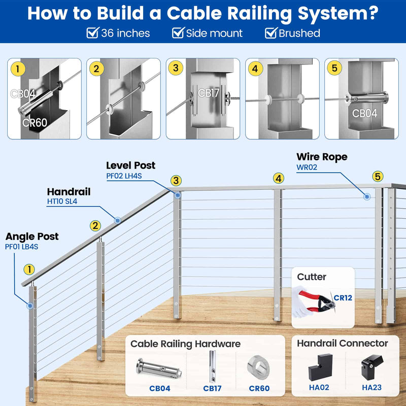 Load image into Gallery viewer, h016-304-brushed-side-mount-36-inch-system