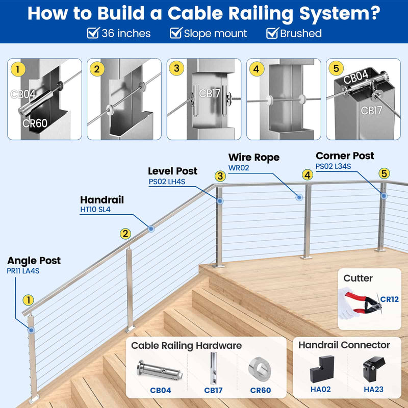 Load image into Gallery viewer, h020-304-brushed-slope-post-36-inch-system