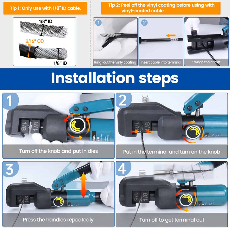 Load image into Gallery viewer, Installation steps for Muzata hydraulic crimping tool with 1/8" dies