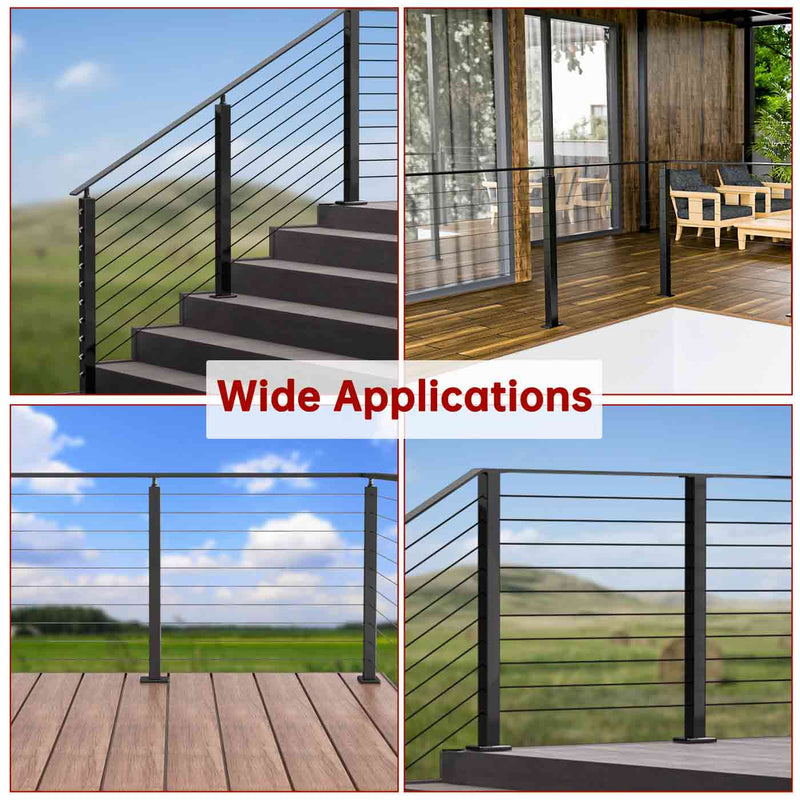 Load image into Gallery viewer, Muzata 6&#39;6&quot; Black Super Thin Handrail Stainless Steel Cable Railing Top Rail, HT30 BP4 - Muzata
