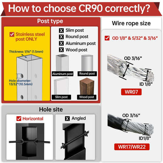 Muzata for 1/8" - 3/16" Wire Rope T316 Protector Sleeve CR90 - Muzata