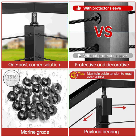 Muzata for 1/8" - 3/16" Wire Rope T316 Protector Sleeve CR90 - Muzata