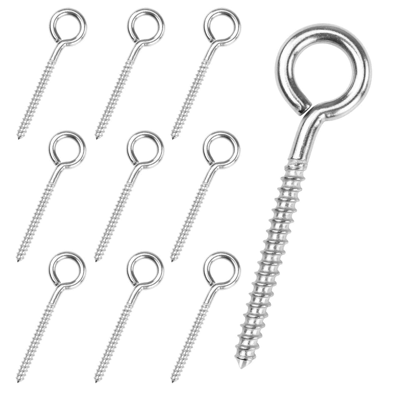 Muzata 10Pack 3 3inch M6 Black Screw Eye Hooks Stainless Steel Heavy Duty for Wood Securing Cables Wire Terminal Ringlet Stand at MechanicSurplus.com MZZ0130B