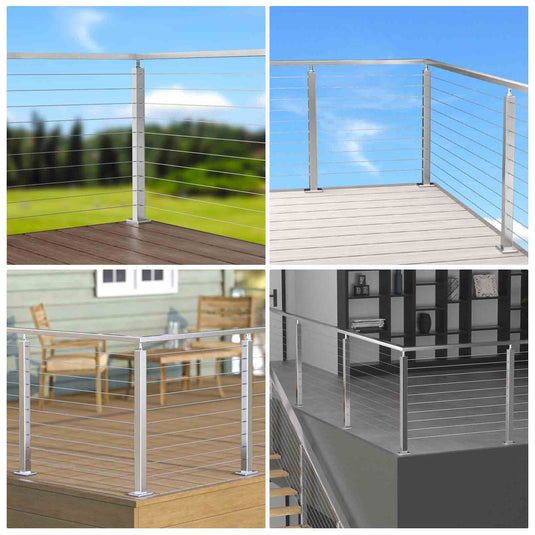 Muzata Cable Railing Post L-drilled 36"x2"x2" (Post Body 33'') Angle Top Brushed Stainless Steel, PS01 LC4S - Muzata