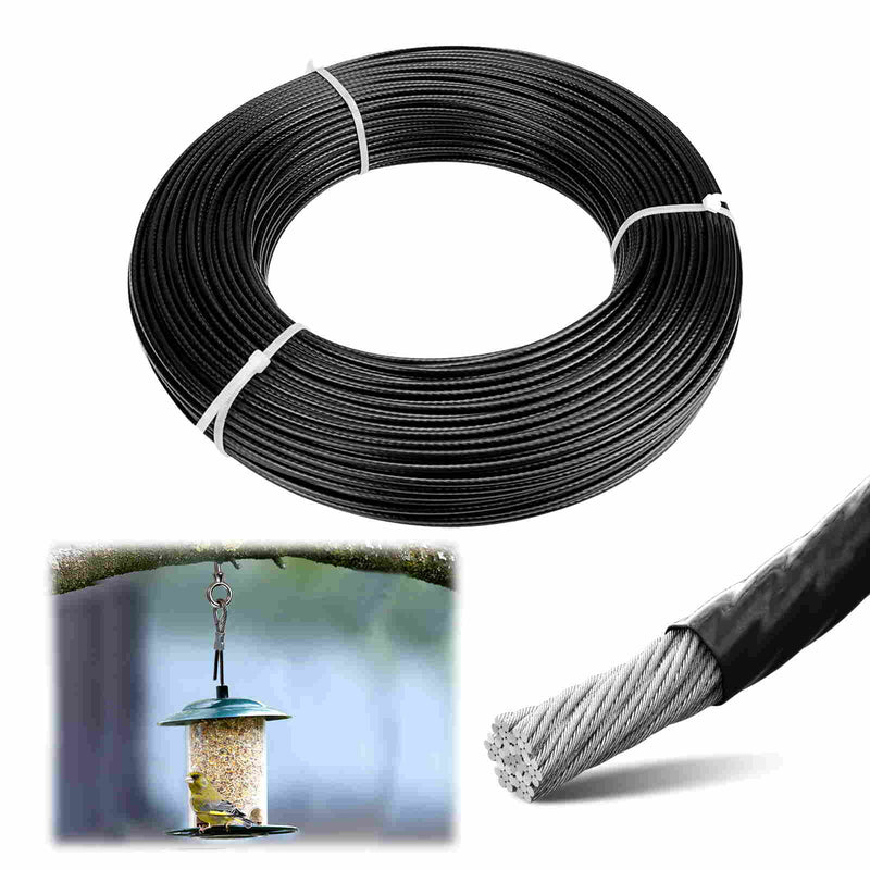 Load image into Gallery viewer, Muzata 165feet Black 3/16 inch Thru 1/4 inch Stainless Steel Vinyl Coated Cables WR18 - Muzata
