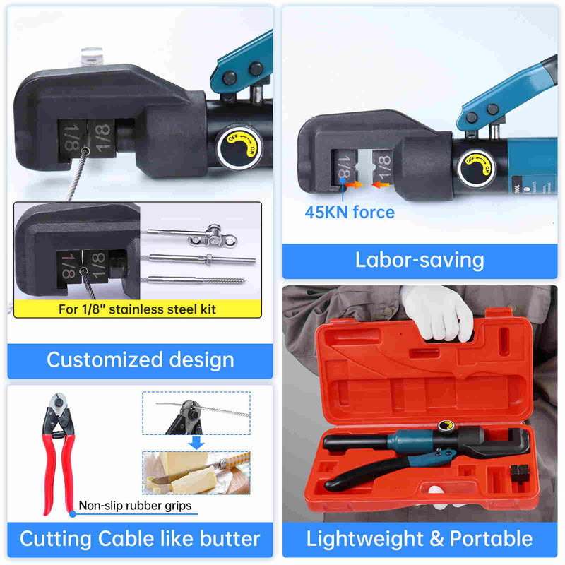 Load image into Gallery viewer, Muzata 45KN Hydraulic Hand Crimper CK12 with Cable Cutter - Muzata
