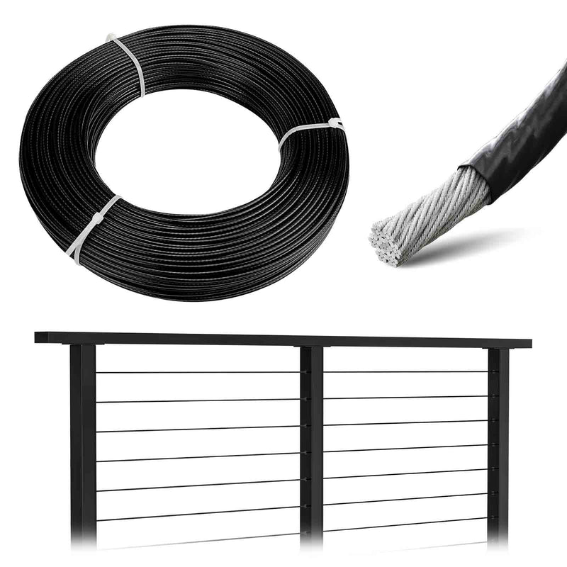 Load image into Gallery viewer, Muzata 1/8&quot; Black Vinyl Coated Wire Rope WR17 - Muzata
