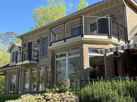 Dual Balcony Transformation with Black Cable Railing
