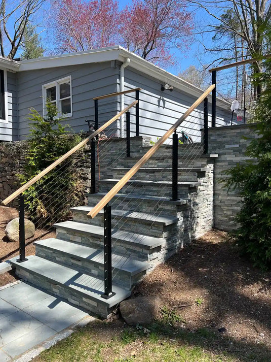 Modern Concrete Stair Railing with Cable System
