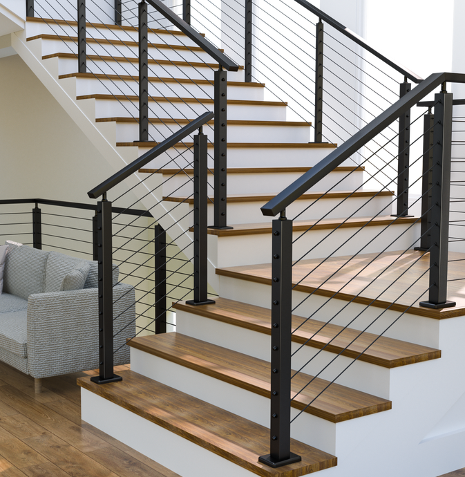36" Black cable railing system