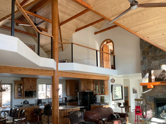 Exposed Beam Loft with Sleek Cable Rail System