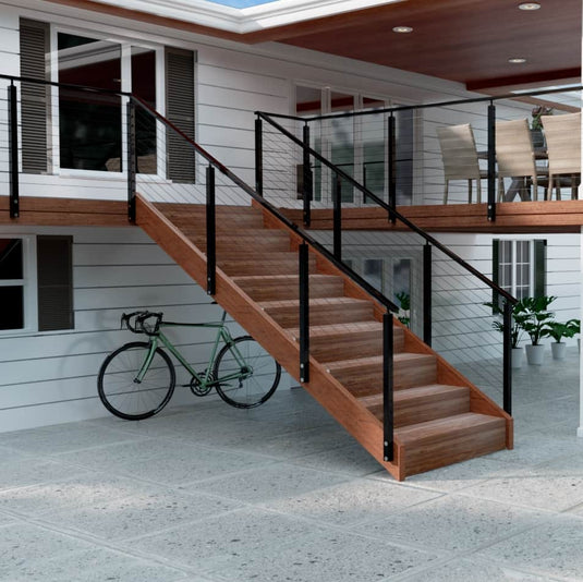 Muzata black stainless steel cable railing system