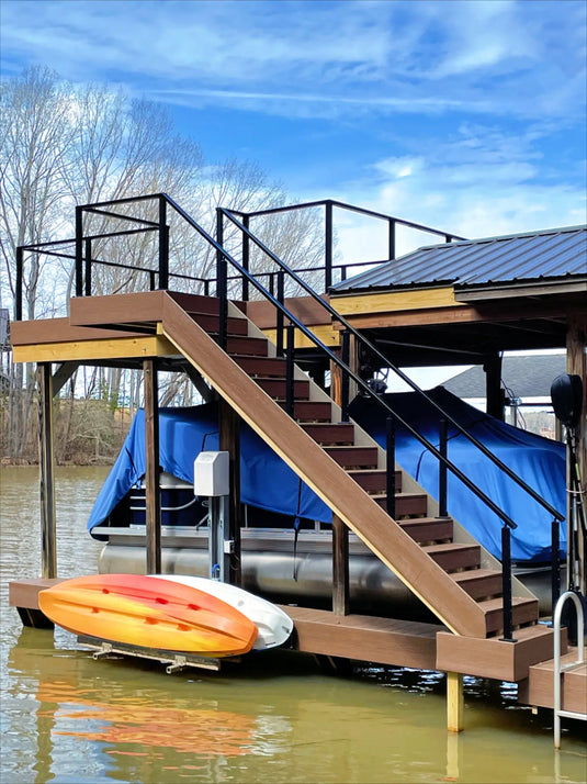 Modern Cable Railing for a Lakeside Boathouse Retreat