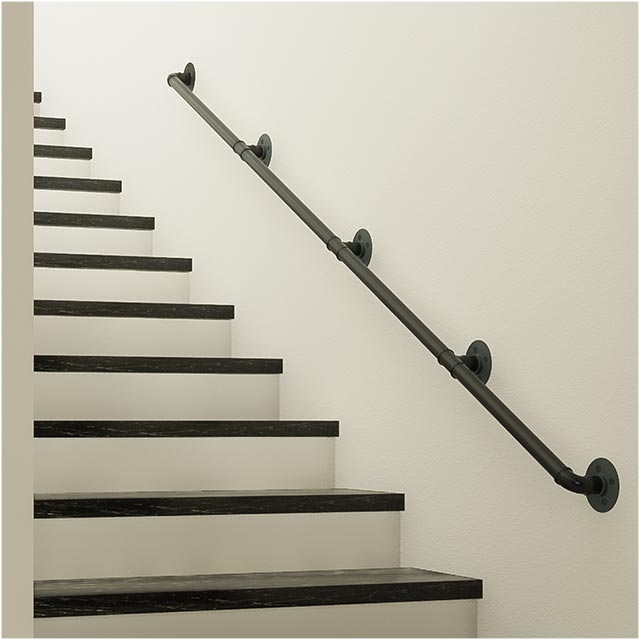 Load image into Gallery viewer, Muzata Pipe Handrail Black Galvanized Steel HW24 BBG
