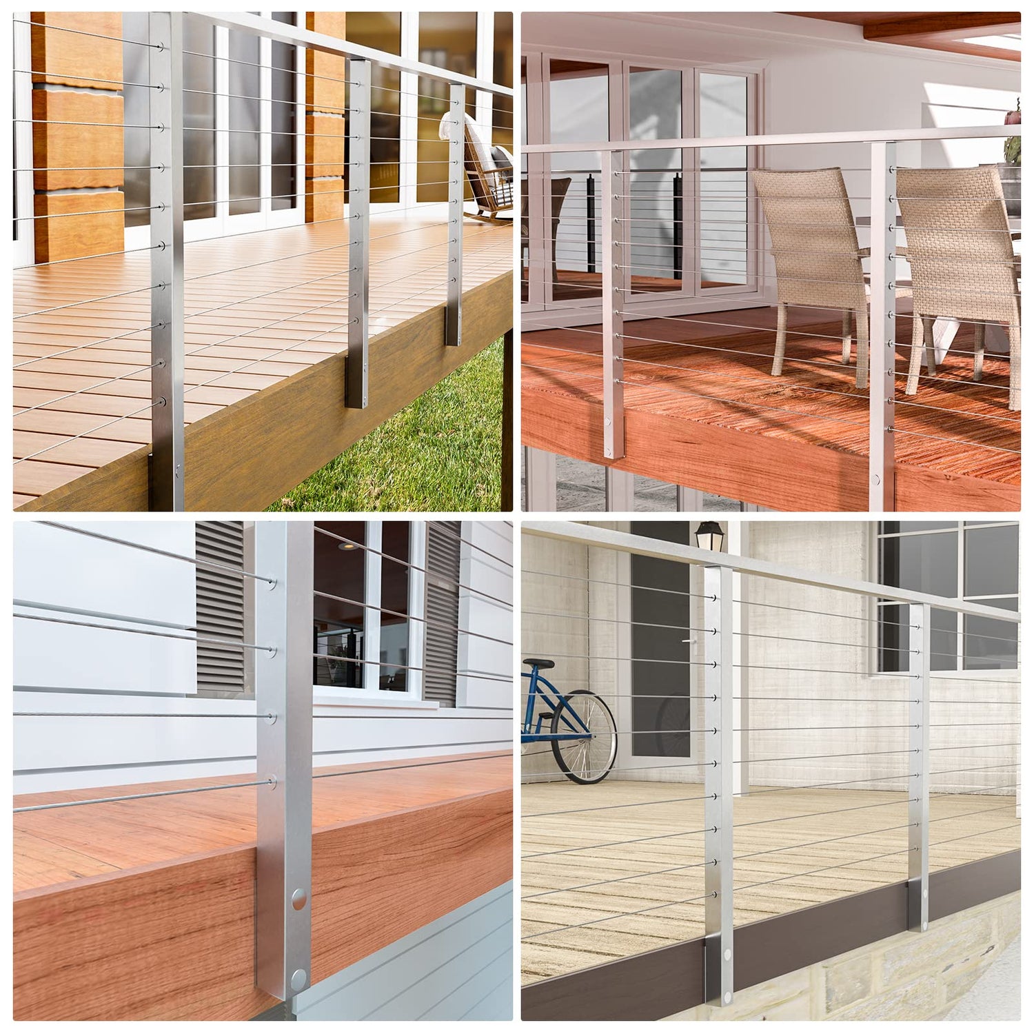 Port Side Railing Brushed Side Mount Cable Railing System for Horizontal | Muzata
