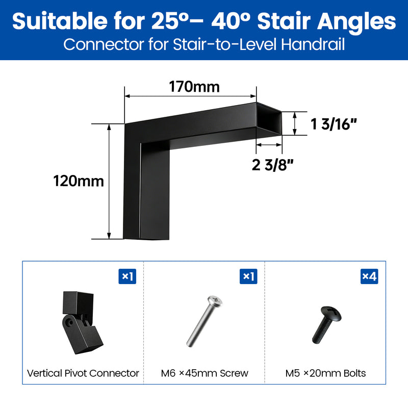 Load image into Gallery viewer, Muzata Black Stainless Steel Handrails Connector for Stair to Level HA46 BP4
