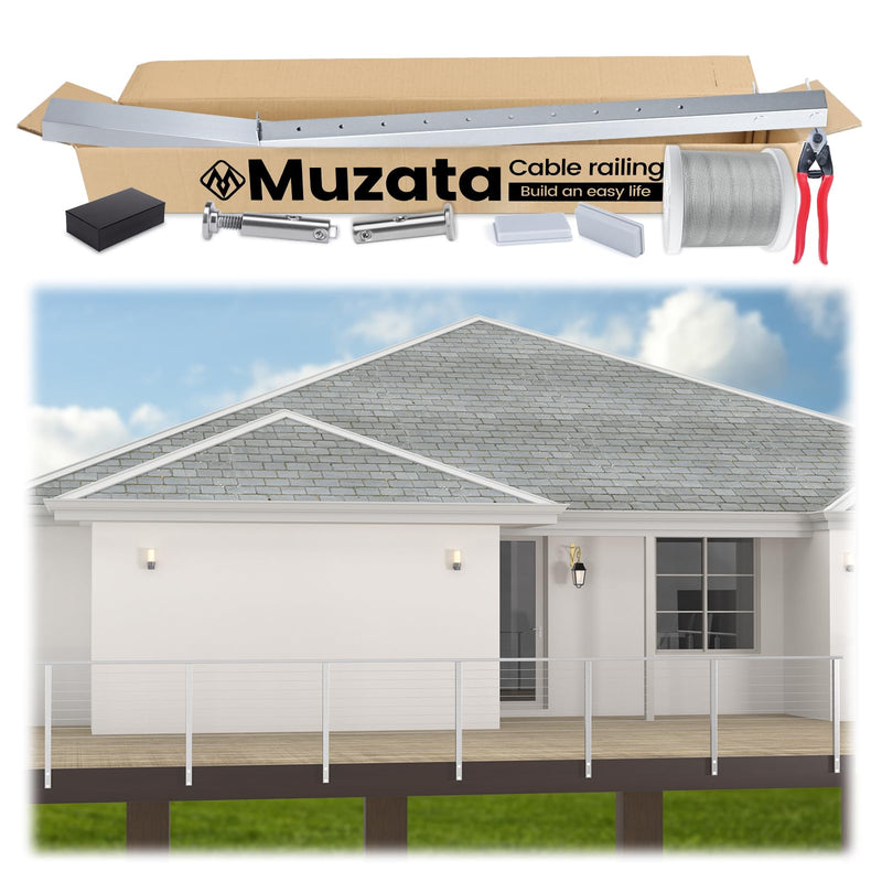 Load image into Gallery viewer, Muzata 36&quot; 6.5ft，13ft，20ft Complete Set Cable Railing System, One Stop Service All-in-One DIY Kit Fit
