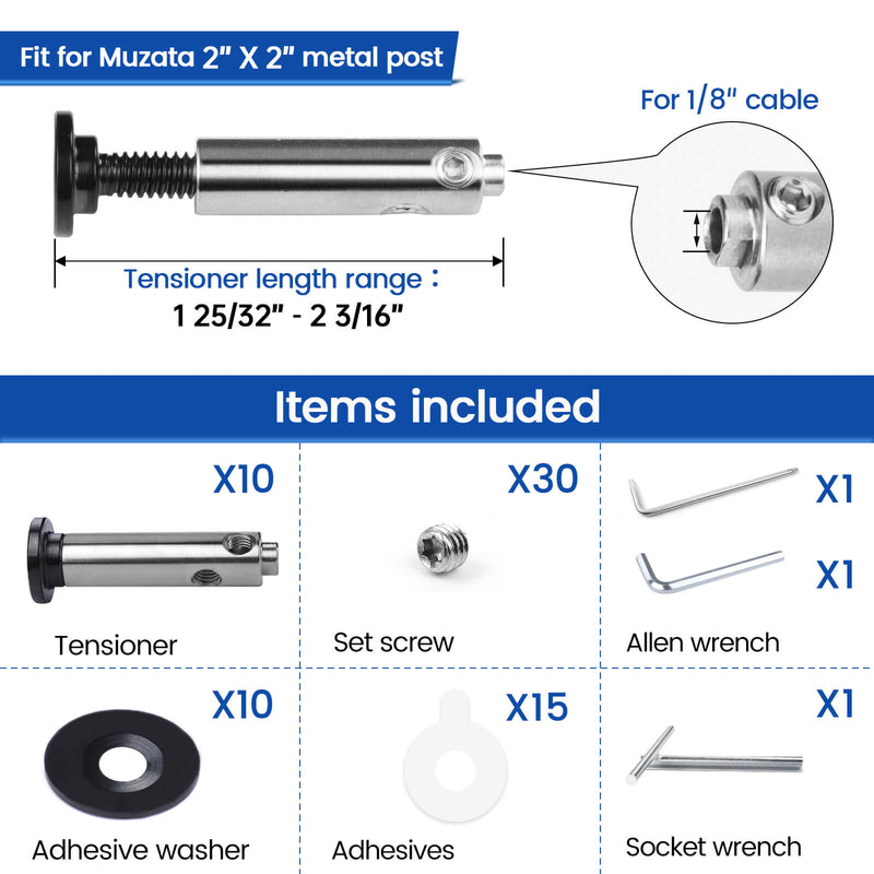 Load image into Gallery viewer, Muzata 1/8&quot; Black Invisible Swageless Cable Railing Tensioner CB04
