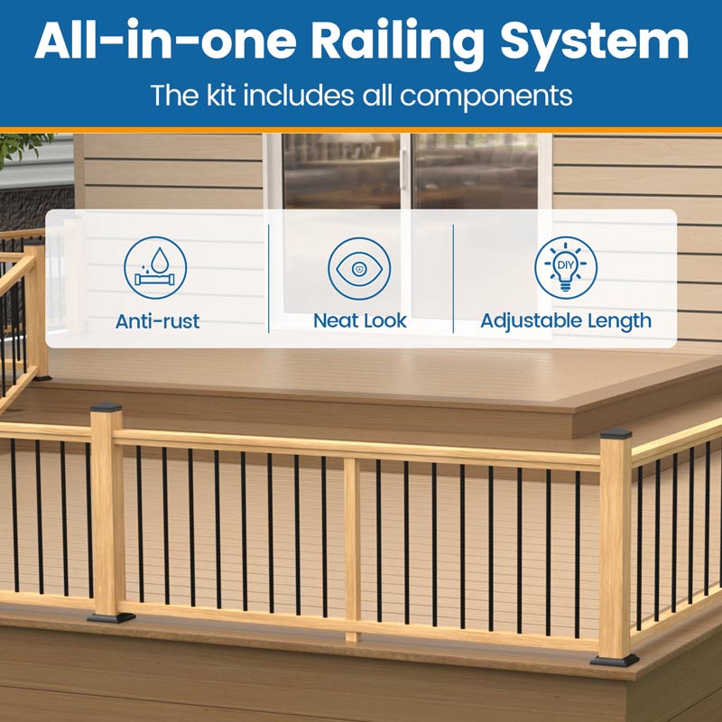 Load image into Gallery viewer, Muzata Aluminum Black Deck Railing System, One-Stop Service All-in-One DIY Kit
