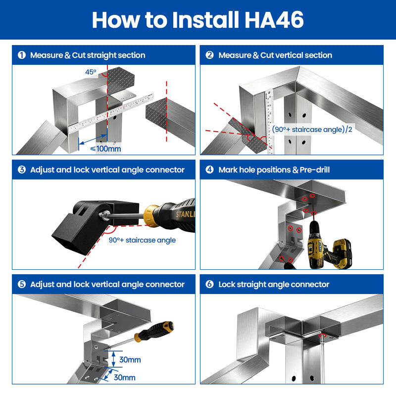 Load image into Gallery viewer, Muzata Brushed Stainless Steel Handrails Connector for Stair to Level HA46
